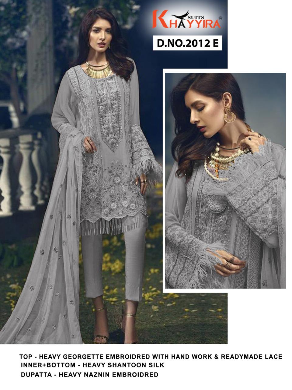 PAKISTANI SUITS D NO 2012E BY KHAYYIRA